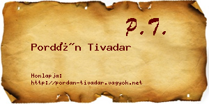 Pordán Tivadar névjegykártya